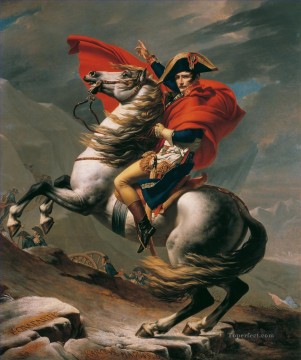  Leon Oil Painting - Bonaparte Calm on a Fiery Steed Crossing the Alps Napoleon Jacques Louis David